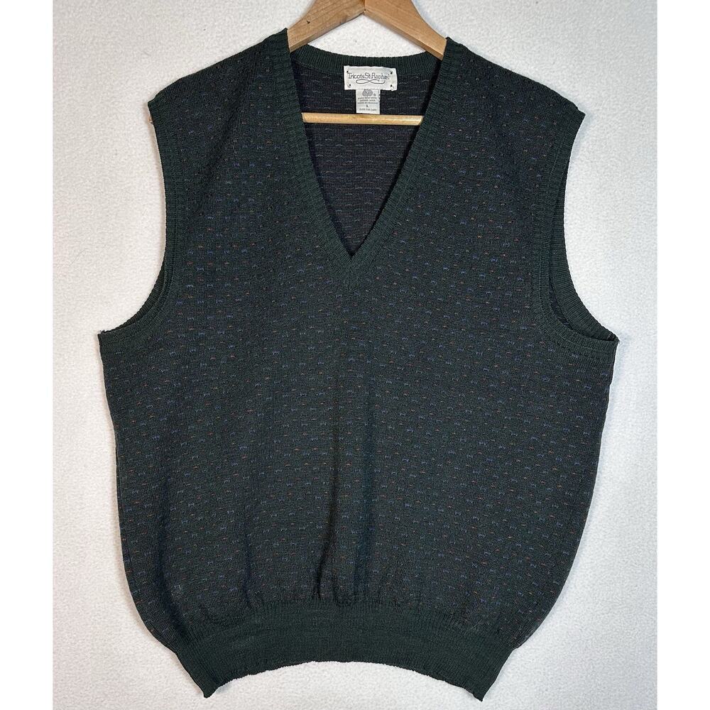 Vintage Tricots St. Raphael 100% Wool Sweater Vest Academia Men's Large Golf